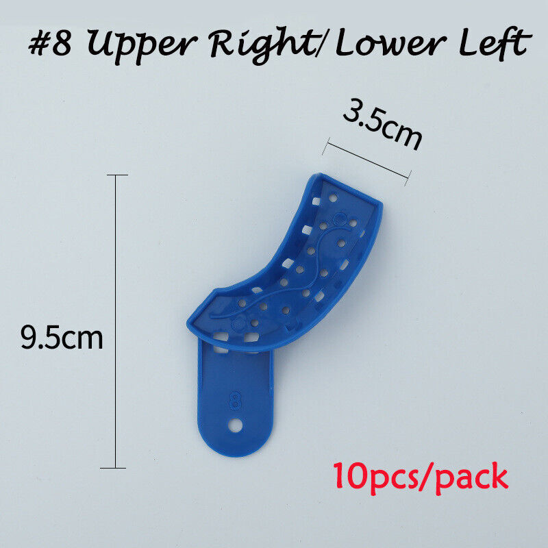 2/10Pcs Dental Plastic-Steel Impression Trays Blue Materials Upper+Lower L M S