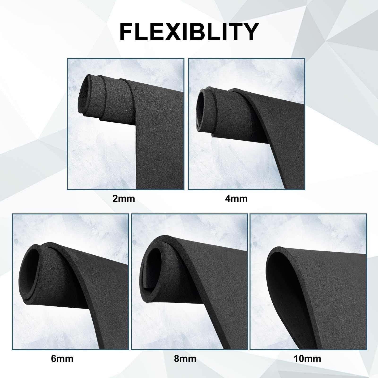 biguphate EVA Foam Roll – 2mm Black Ultra High Density Craft Foam (86 kg/m³
