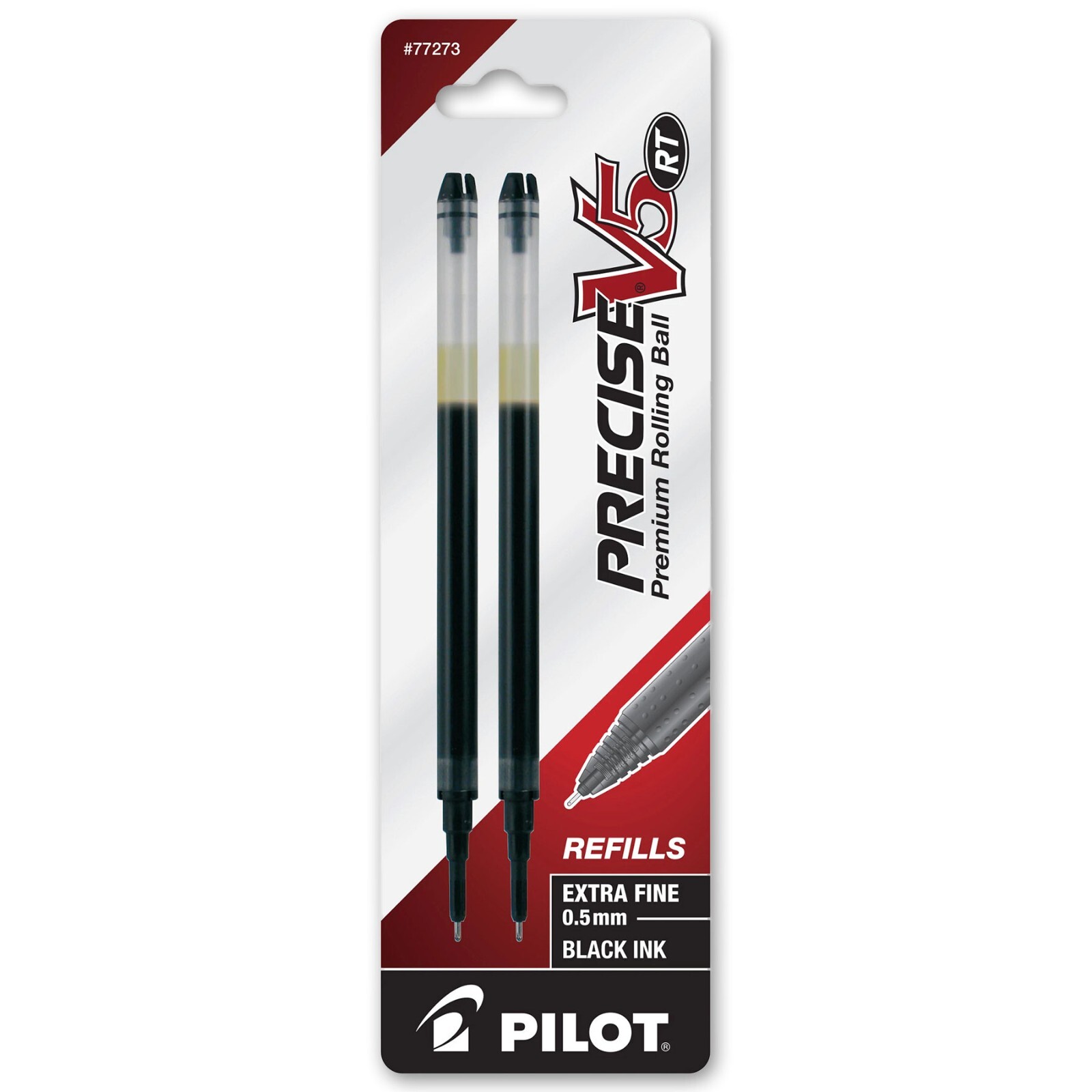 Pilot Precise V5 RT, 3 Pens With 4 Packs of Refills, Black Ink, 0.5mm X-Fine