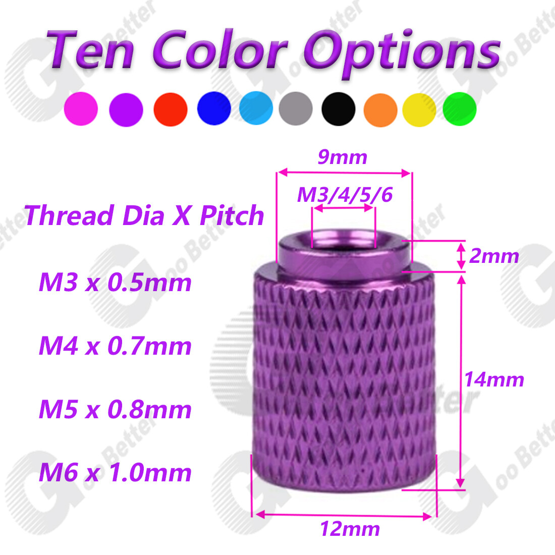 M3 M4 M5 M6 Knurled Thumb Nut Hand Aluminum Alloy Hand Grip Knob Blind Hole Nuts