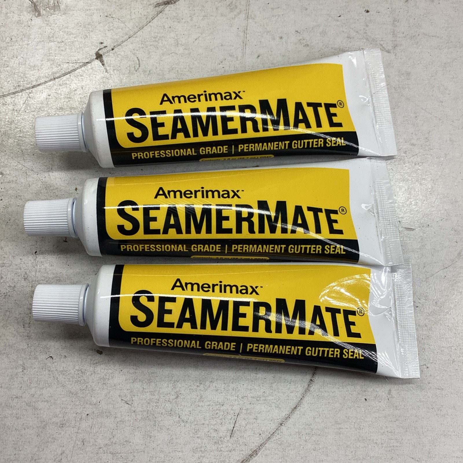 Lot of 3 Amerimax SeamerMate Professional Grade Permanent Gutter Seal 3oz Gray