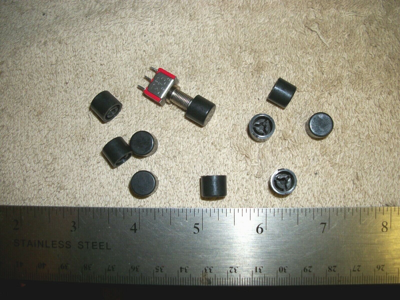LOT OF BLACK PLASTIC BUTTONS FOR MINI PUSHBUTTON SWITCHES S