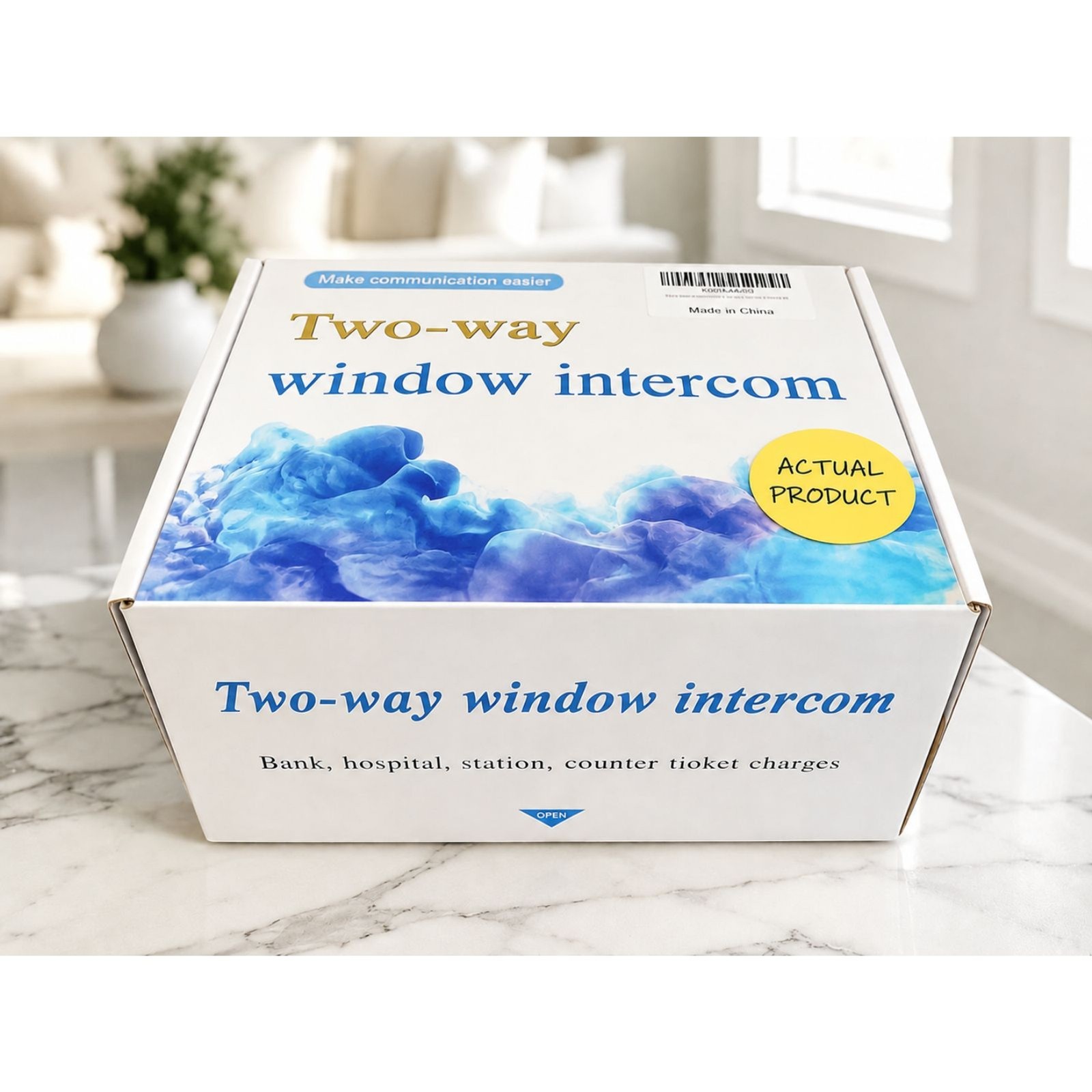 Dual-Way Window Intercom Speaker System Counter Mic Black LC-1908