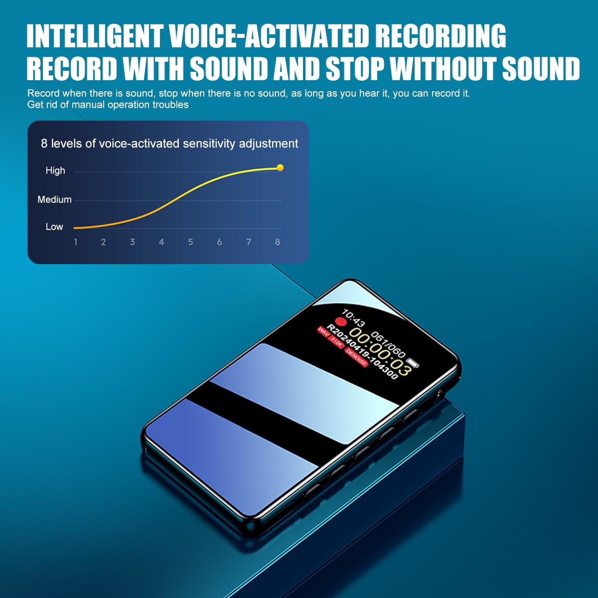 32GB Digital Voice Recorder 1536Kbps HD Voice Activated for Lectures & Meetings