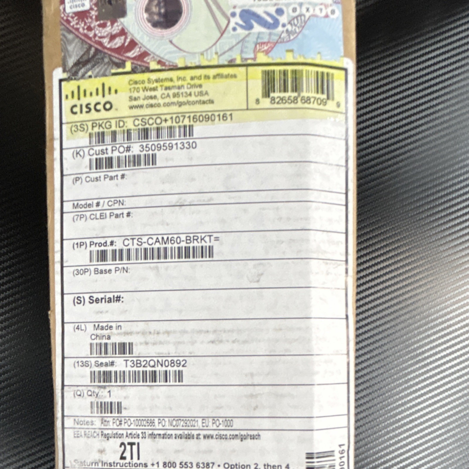 Cisco CTS-CAM60-BRKT Video Conferencing Bracket Conference Room Equipment