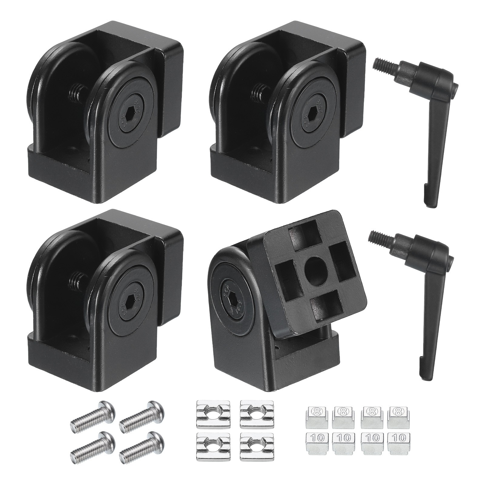 2Pcs Die-Cast Aluminum Pivot Joint with M8 Screws Aperture 8mm Black