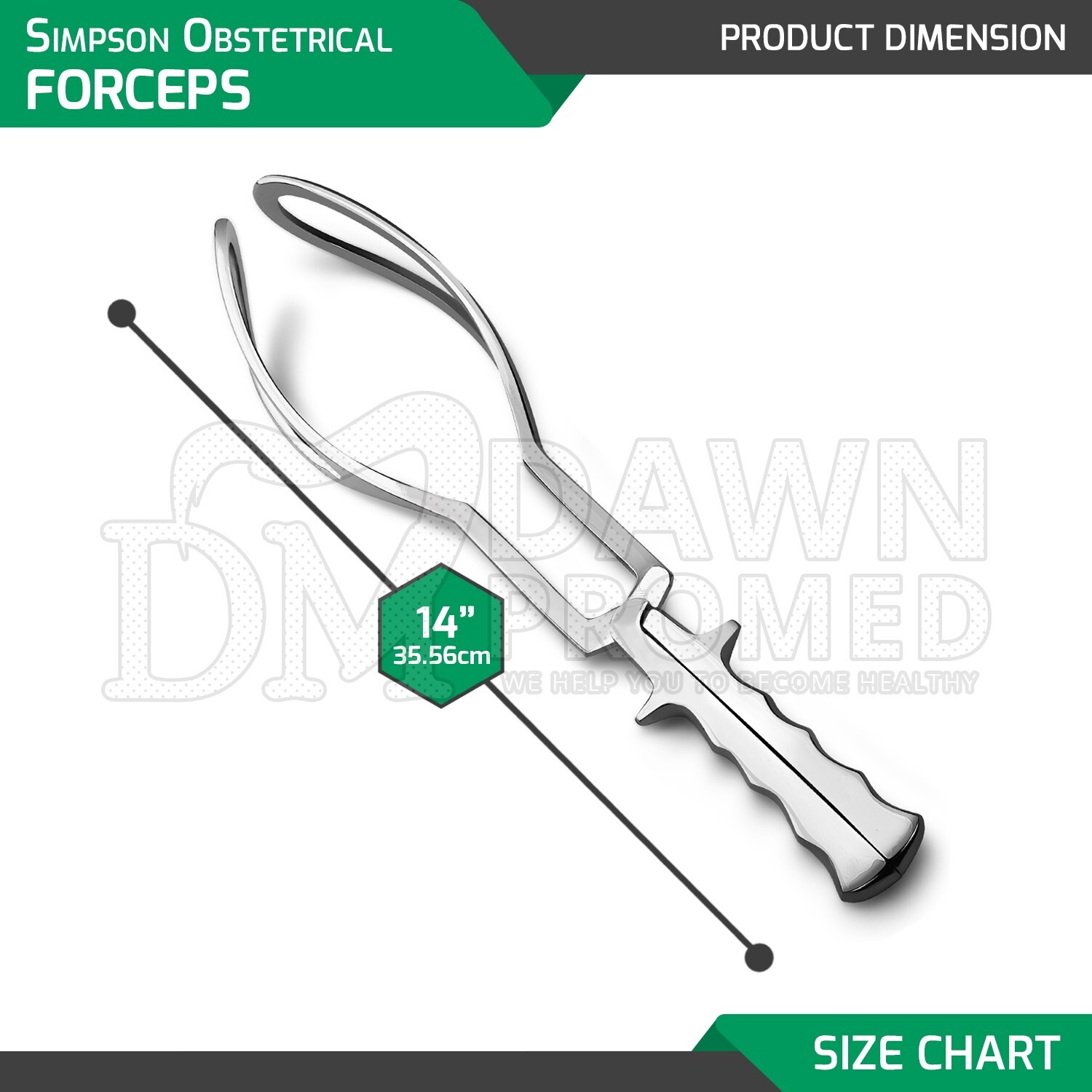 Simpson Obstetrical Forceps 14″ Fenestrated Blades OB/GYN Surgical Inst German G