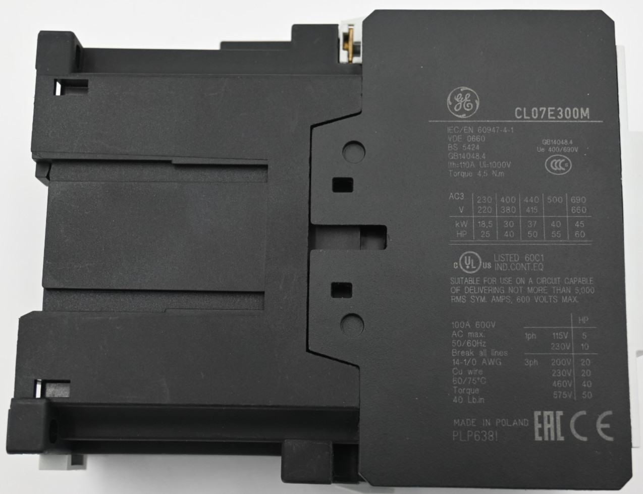 GE /General Electric CL07E300M Contactor with LB4EJ 110-125V 50/60hz/DC
