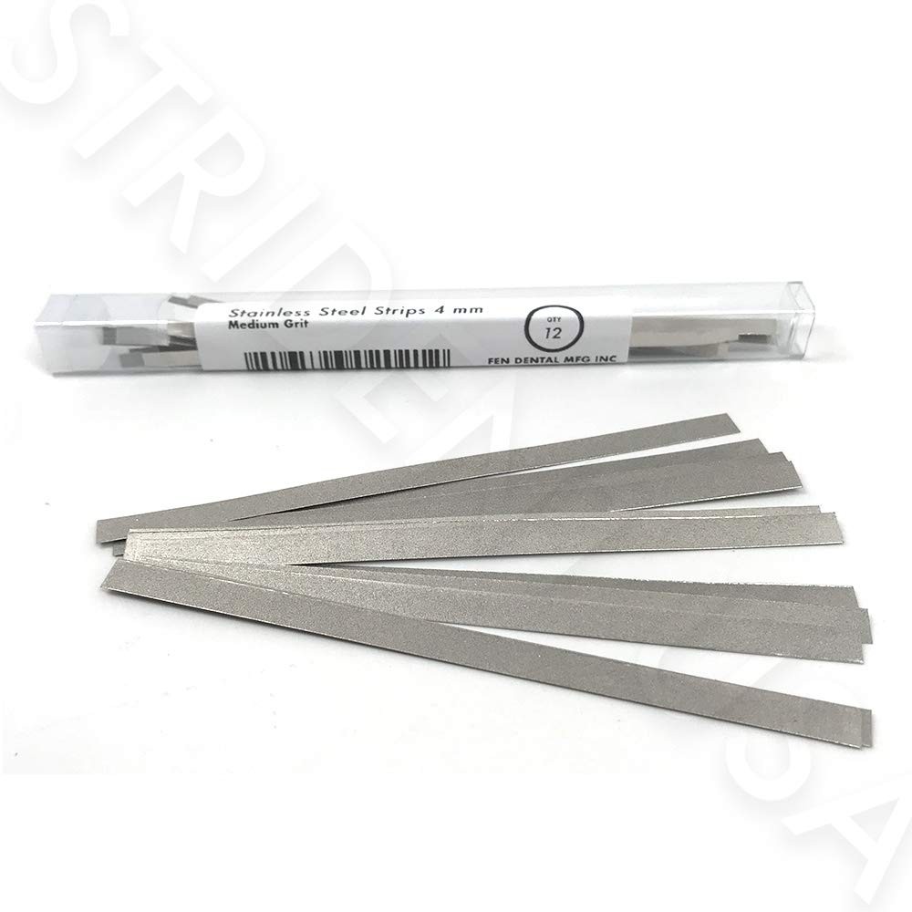 Dental Polishing Strips Stainless Steel 4MM Med Grit 12 Box FENSS4 Side 12 Box