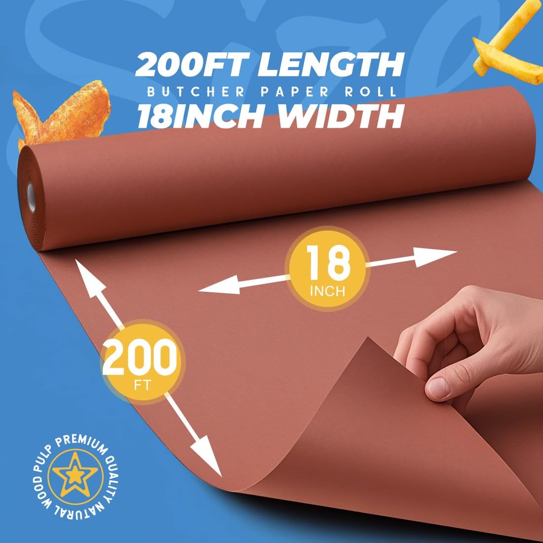 PerkHomy Pink Butcher Paper Roll 18in x 200ft for BBQ Smoking