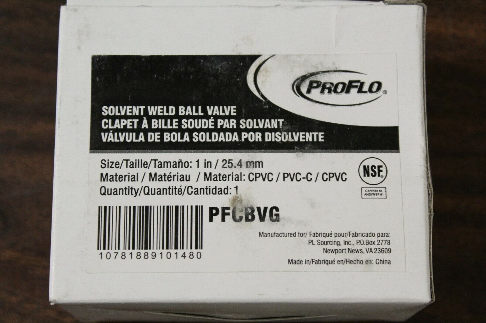 ProFlo Solvent Weld Ball Valve 1in/25.4mm CPVC/PVC-C/CPVC Slip x slip