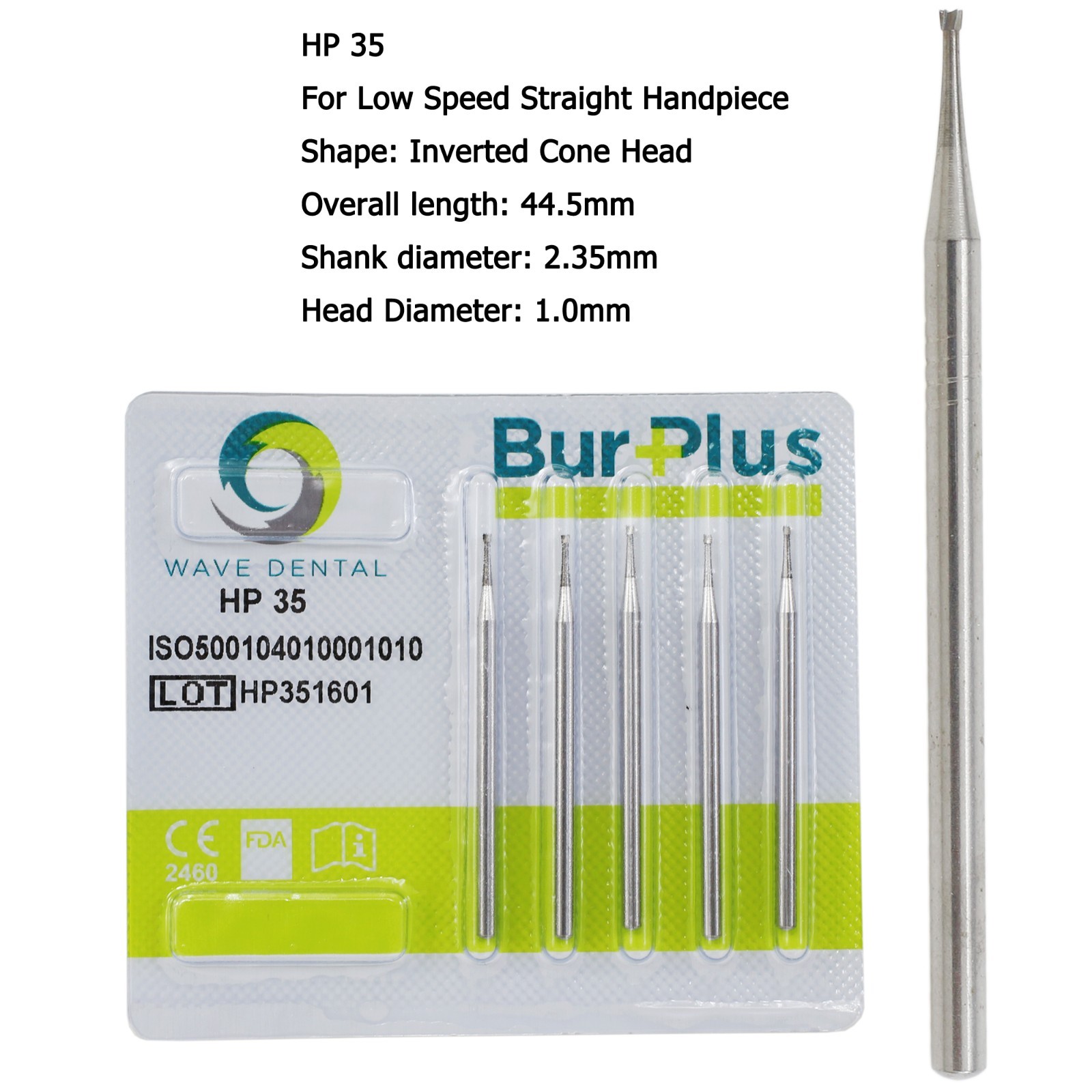 Wave Dental Carbide Burs HP 44.5mm For Low Speed Straight Handpiece HP 34 35 37