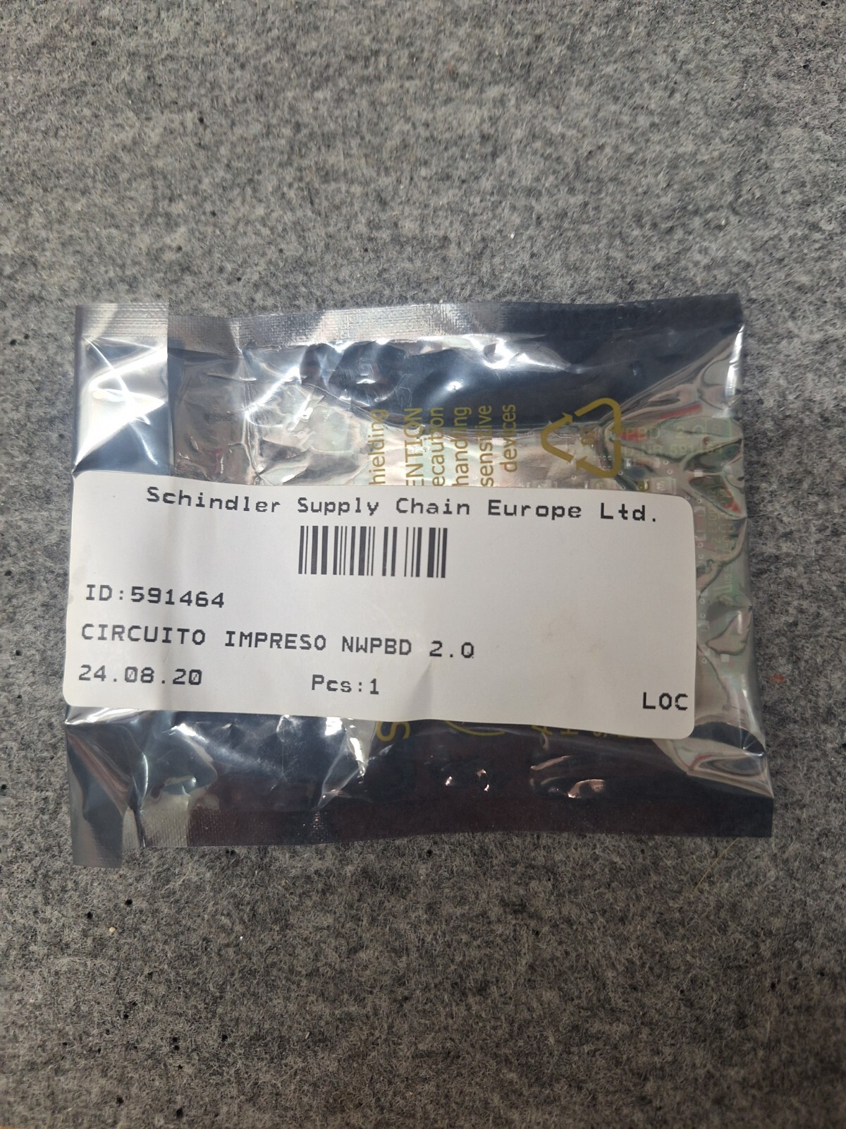 SCHINDLER PCB board ID: 591464 NWPBD 2.Q
