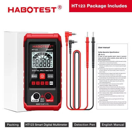 HT123 Digital Multimeter Smart Voltmeter Ohmmeter AC DC Meter Tester – US