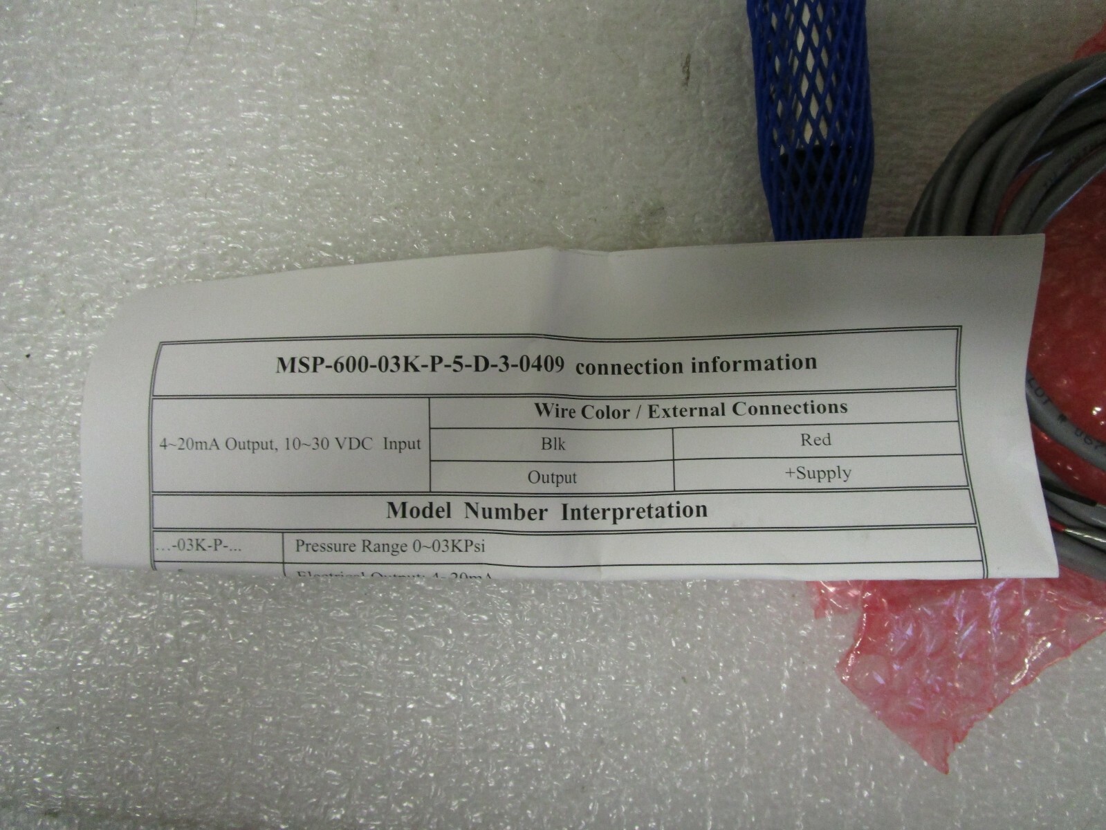 New! MSI Measurement Specialties Inc Sensor MSP-600-03K-P-5-D-3-0409 2001737