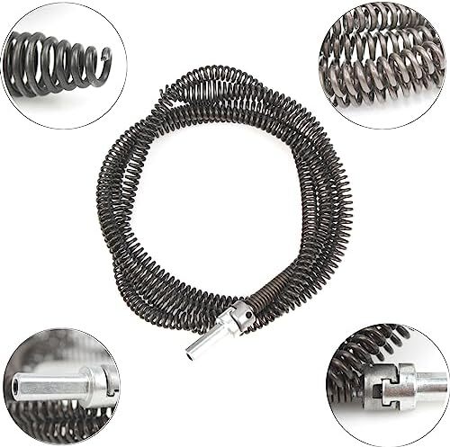 Drill Snake for Plumbing 6.5Ft Drain Snake Cable with Drill Connector Flexible A