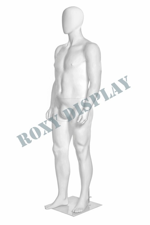 Plus Size Egghead Male Fiberglass Mannequin 6’3″ Matt White w/ Base