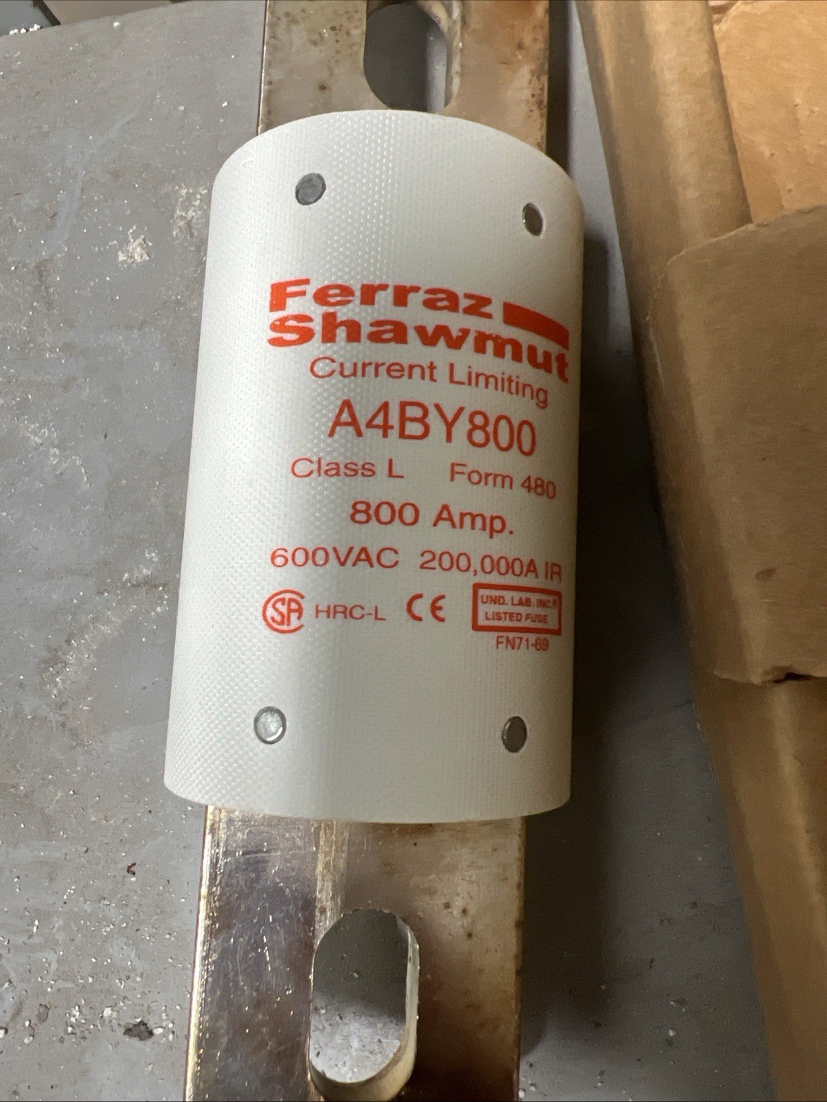 Ferraz Shawmut A4BY800 Time Delay Fuse, 600V, 4000A, Class L, 1-Pole