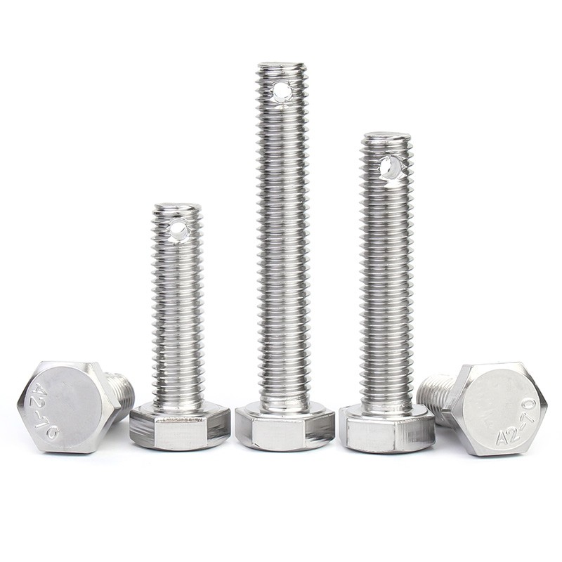 M6 M8 M10 M12 M16 Hexagon Bolts With Split Pin Hole on Shank A2 Stainless Steel