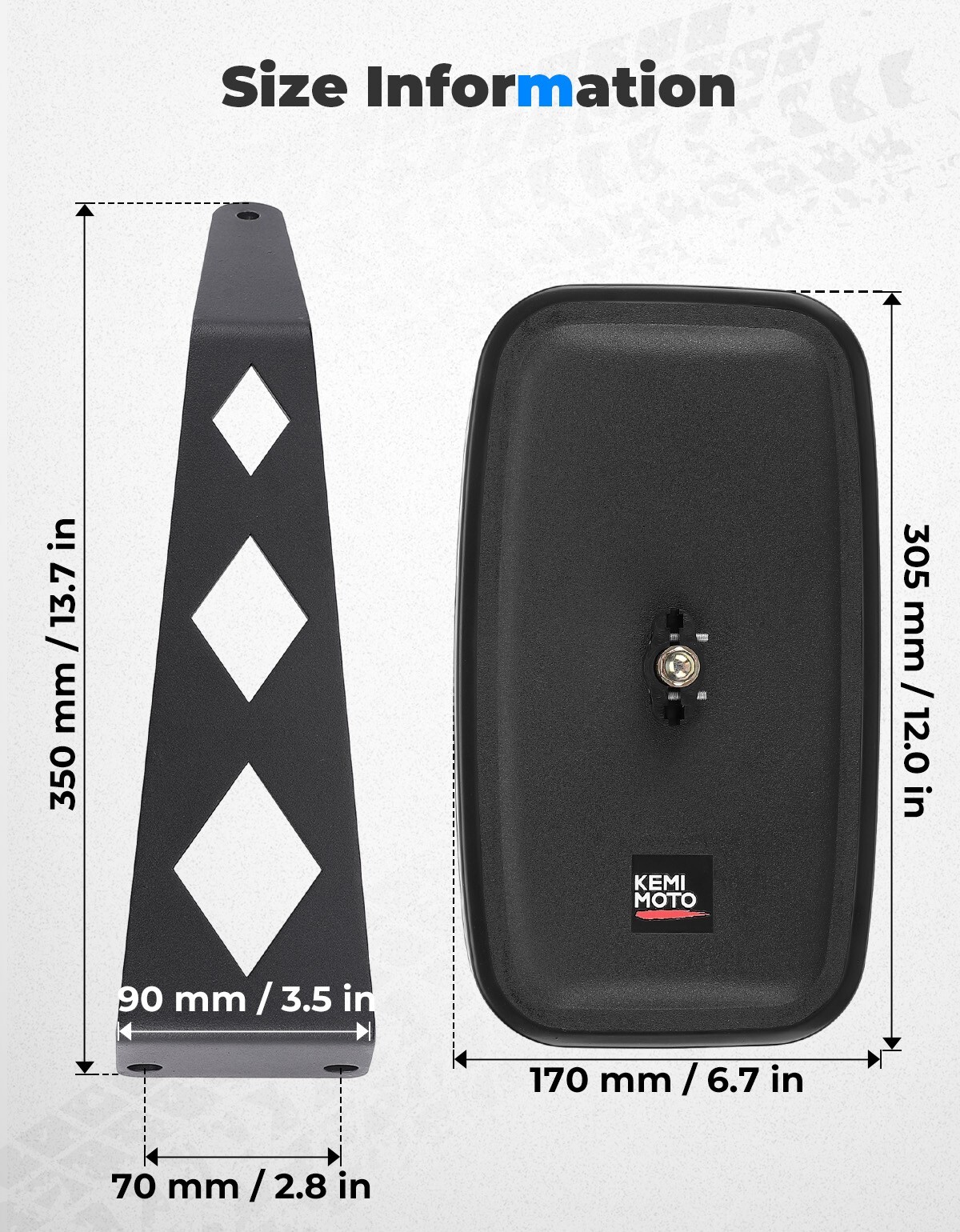 KEMIMOTO Tractors Left& Right Value Mirrors Kit for John Deere 5000/ 6000 Series