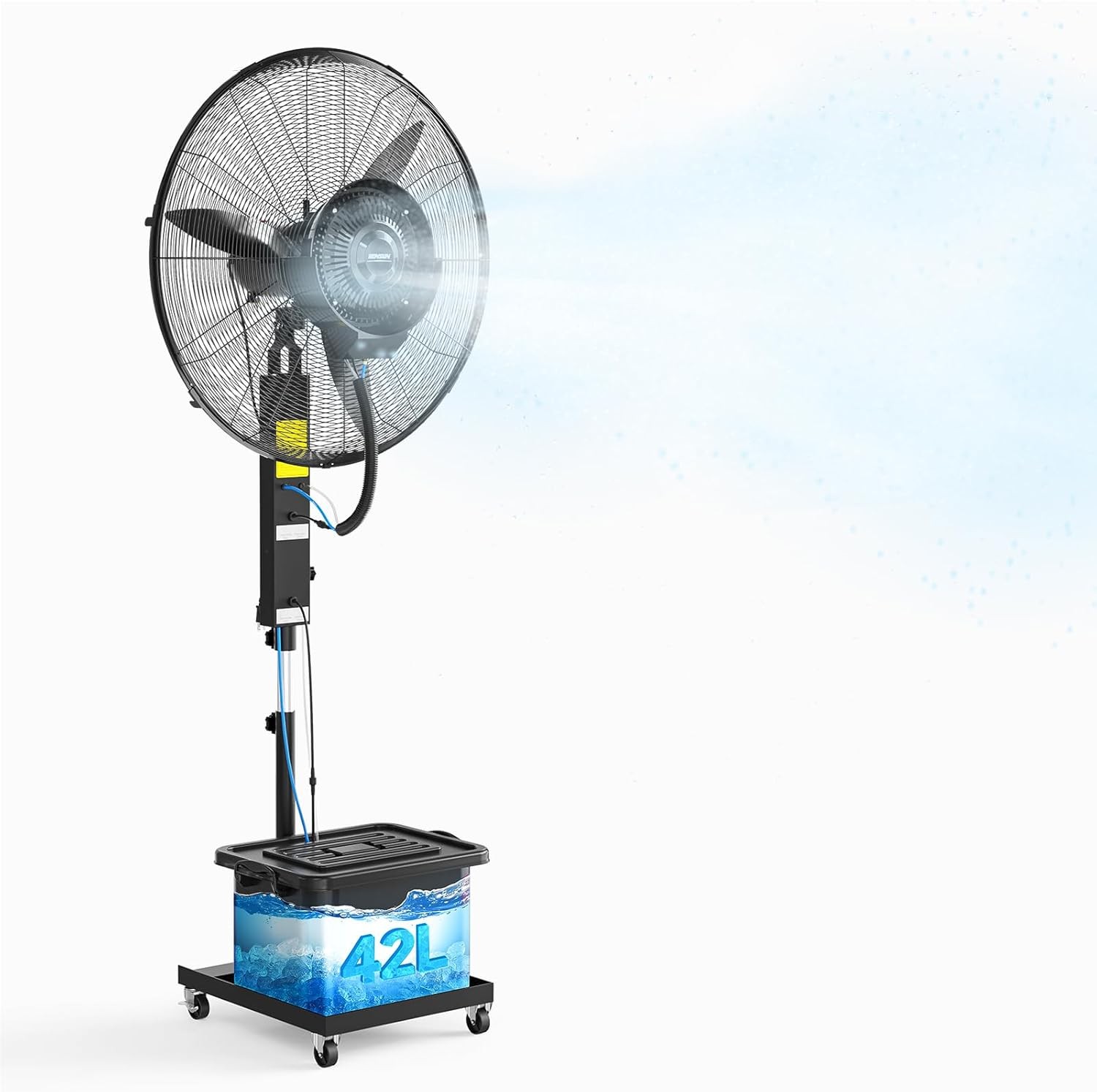 26″ Large Misting Fan With 60 Degree Oscillation 11 Gallon Water Tank Industrial