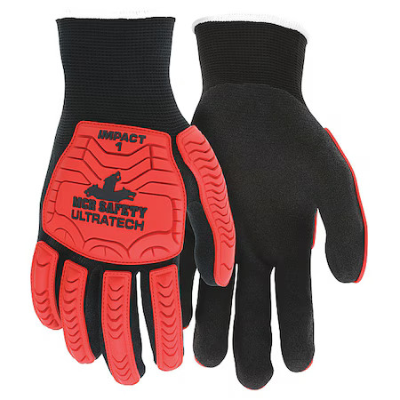 Mcr Safety Ut1950l Coated Gloves, Nitrile, Dotted, Palm And Fingers, 3 Abrasion