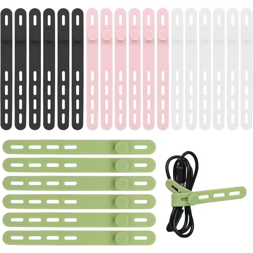 Silicone Cable Ties 5.12 In. UV Resistant Nylon Cable Zip Tie 4 Colors 24-Pack B