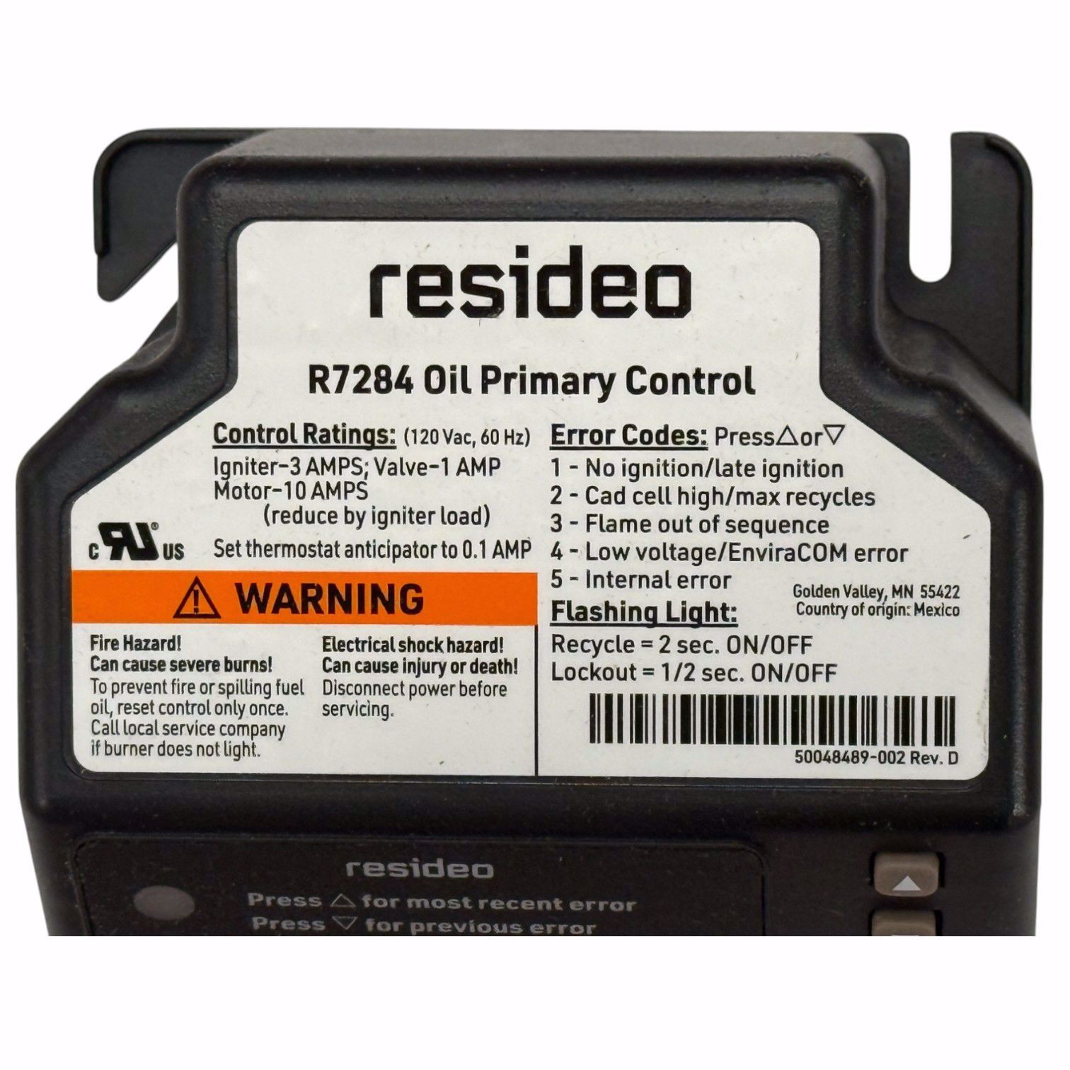 RESIDEO R7284B1024 (INTERRUPTED ELECTRONIC OIL PRIMARY LINE VOLTAGE SAFETY RA)