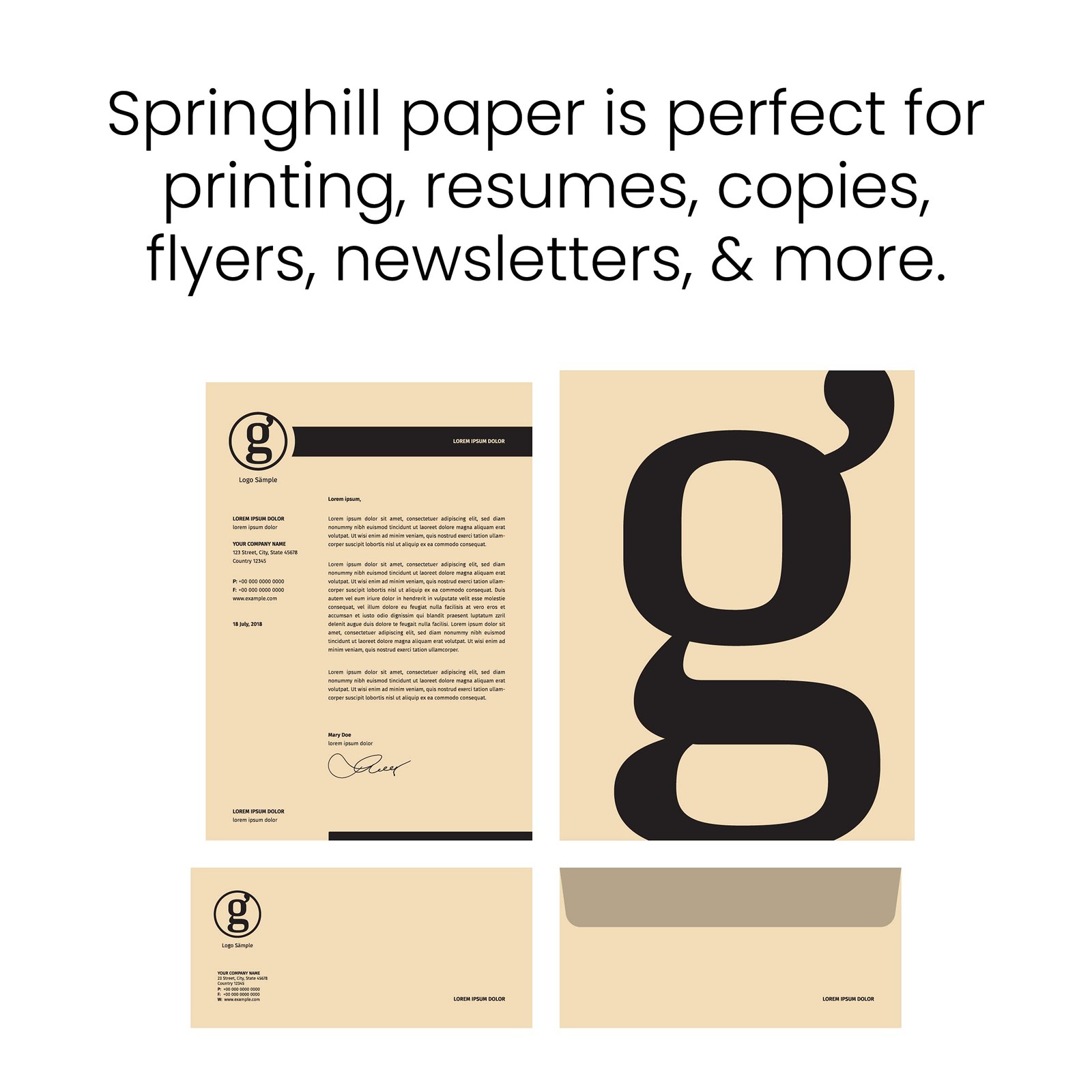 Springhill Tan Colored Copy Paper, 24lb Bond/60lb Text, 8.5 x 11, 500 Sheets