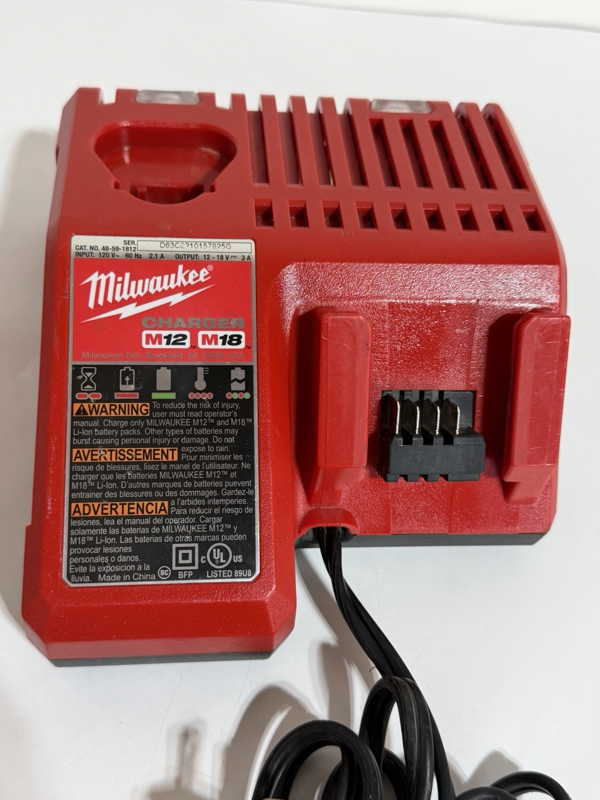 Milwaukee Genuine M18 M12 volt Lithium Charger 48-59-1812