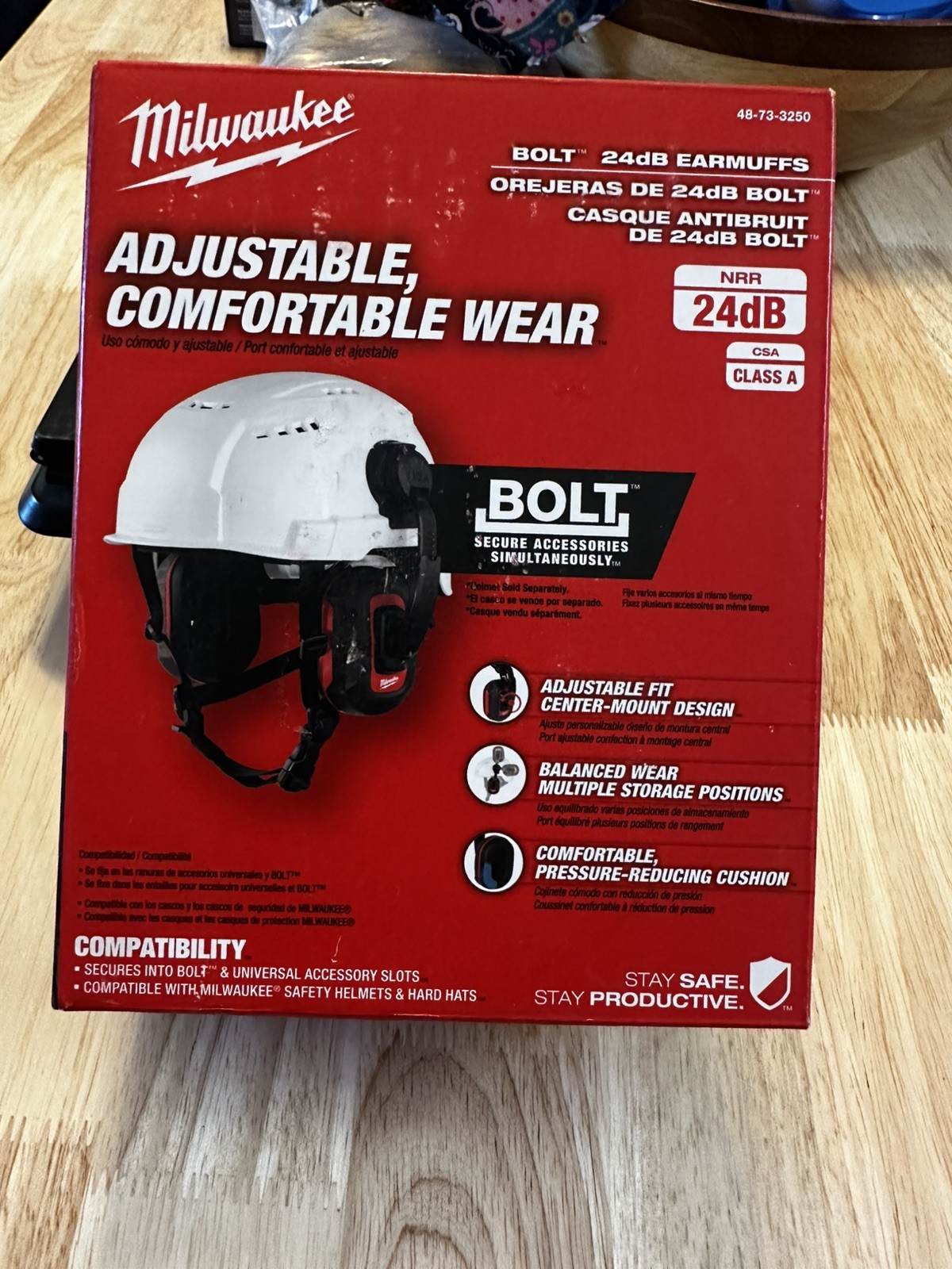 Milwaukee 48-73-3250 BOLT 24dB Earmuffs, Use with Safety Helmets and Hard Hats.