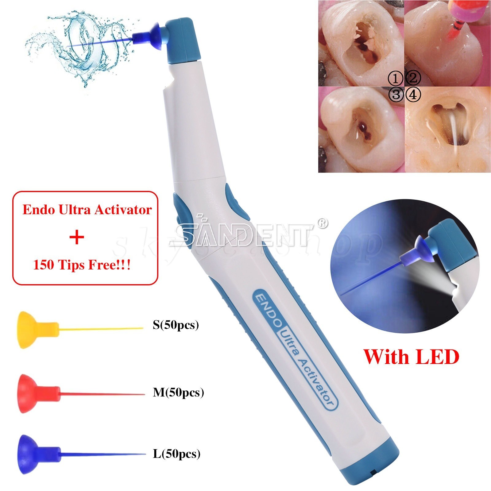 Dental Wireless Ultrasonic Activator Endo Ultra Activator with 150 Tips 3 Colors