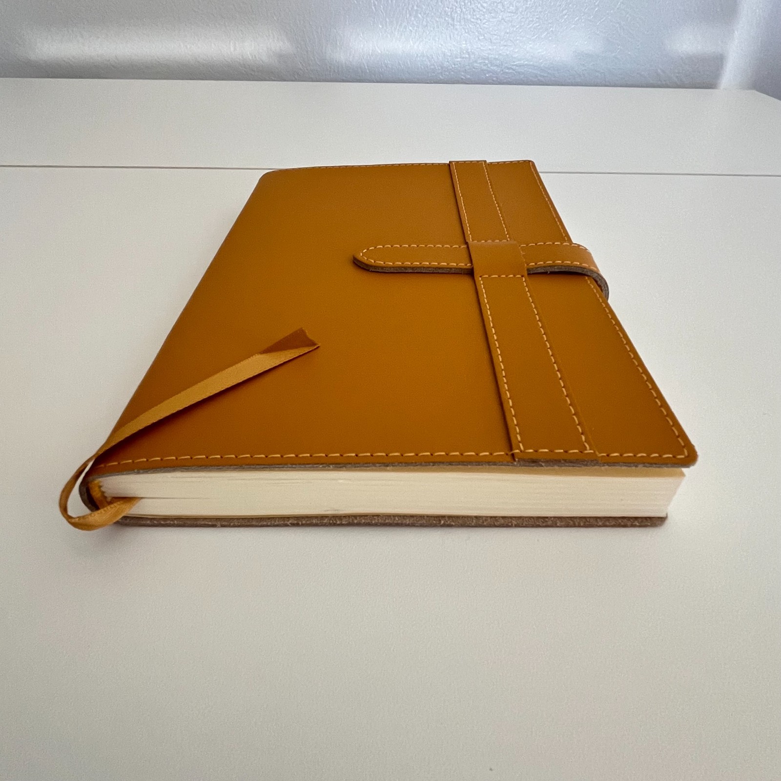 Never Used Barnes & Noble Dark Mustard Yellow Leather Journal Hand Made in Italy