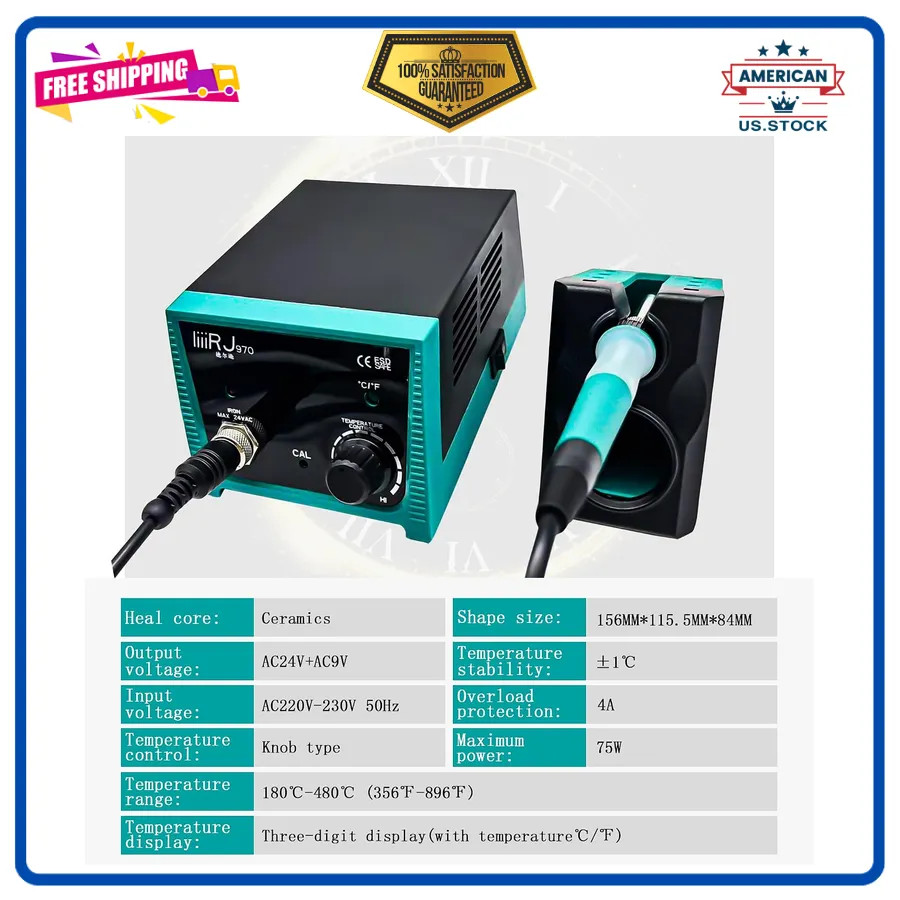 75W Digital Soldering Station Adjustable Temp with 5 Tips and Repair Tools Kit