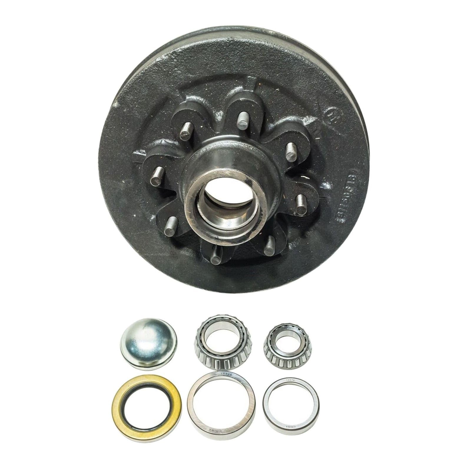 12″ X 2″ Trailer Brake Hub Drum Kit 8 on 6.5″ Bc Fits 7000 lbs Axle 22004K