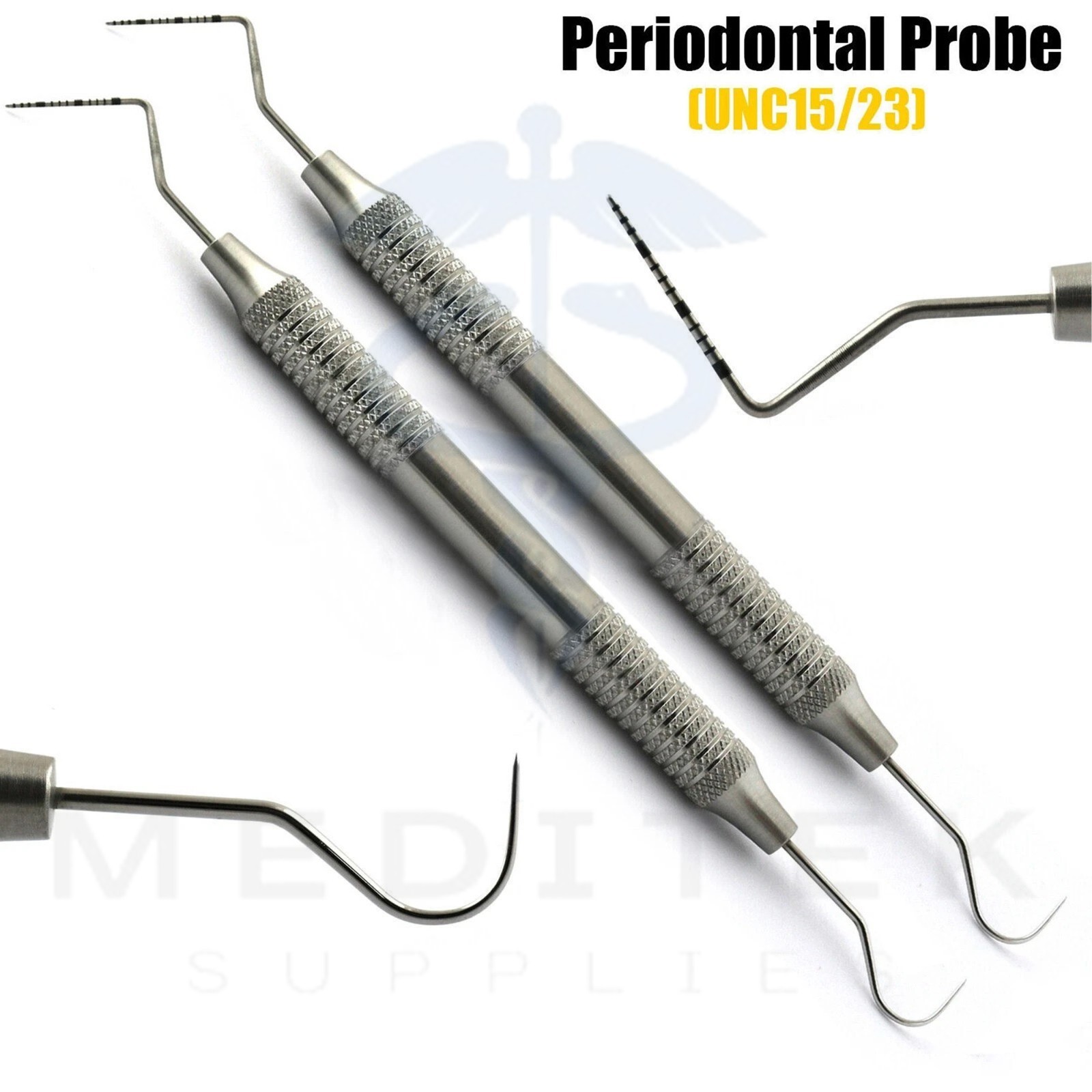 2 Pcs Dental Periodontal Explorer Probe UNC15/23 Color Coded Hollow Handle