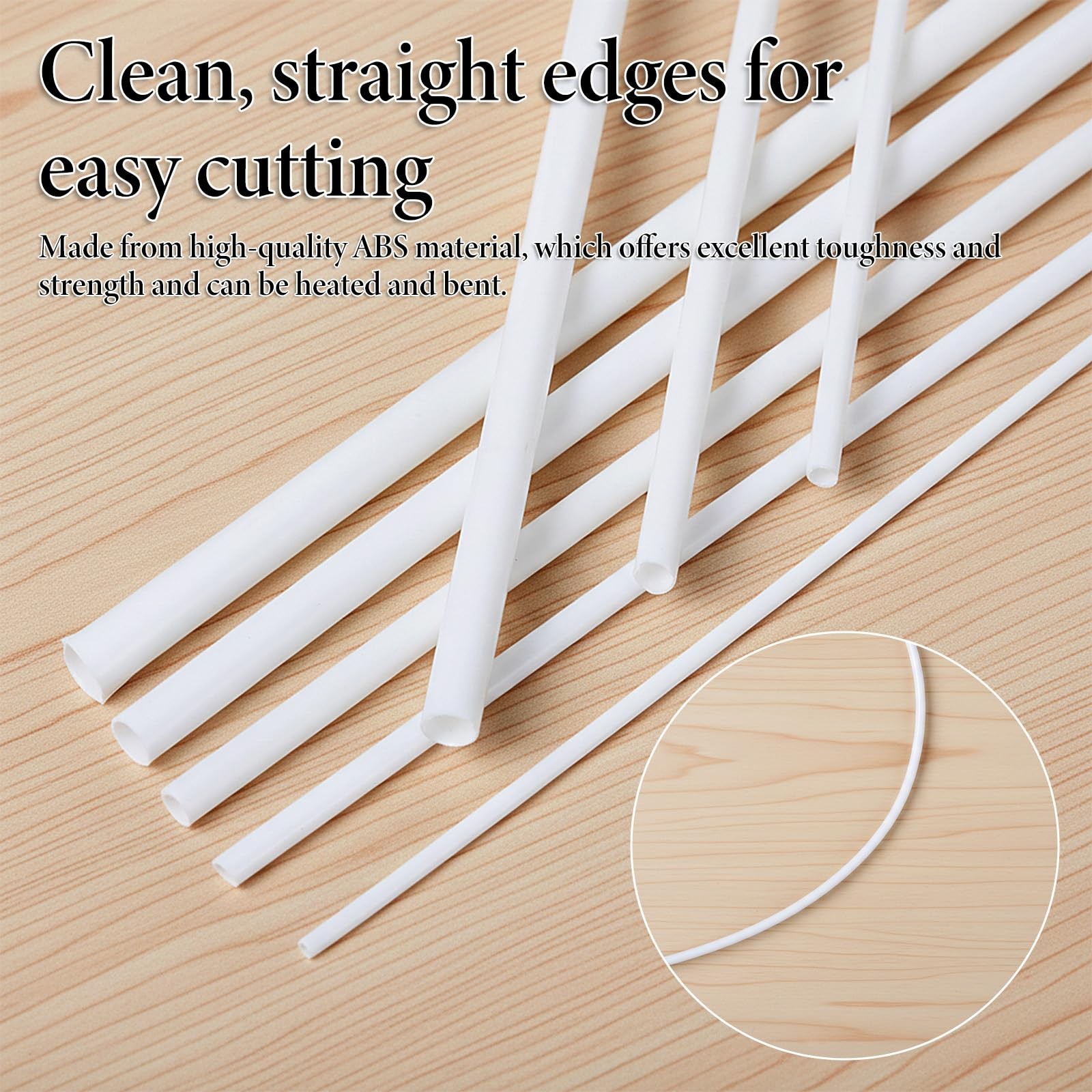 25Pcs Plastic Tubing 5 Sizes ABS White Round Bars Rod Hollow Tube for DIY San…