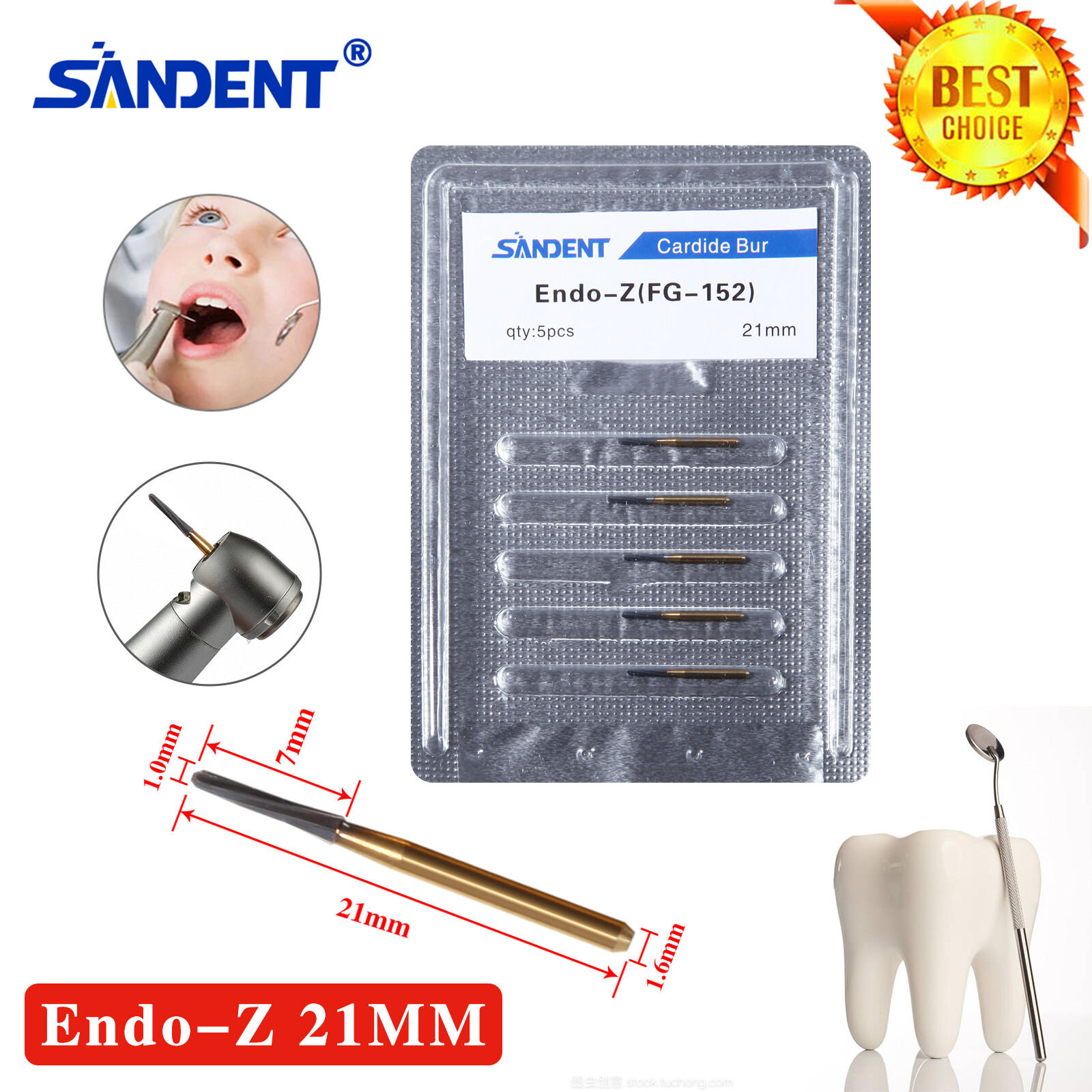 Dental Endo ENDO-Z Tungsten Carbide Burs FG Round Bur High Speed 21/25/28mm