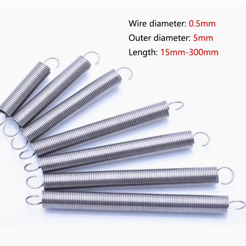 0.5x5x15mm to 0.5x5x300mm 304 Stainless Steel Big Small Tension Springs 5mm OD
