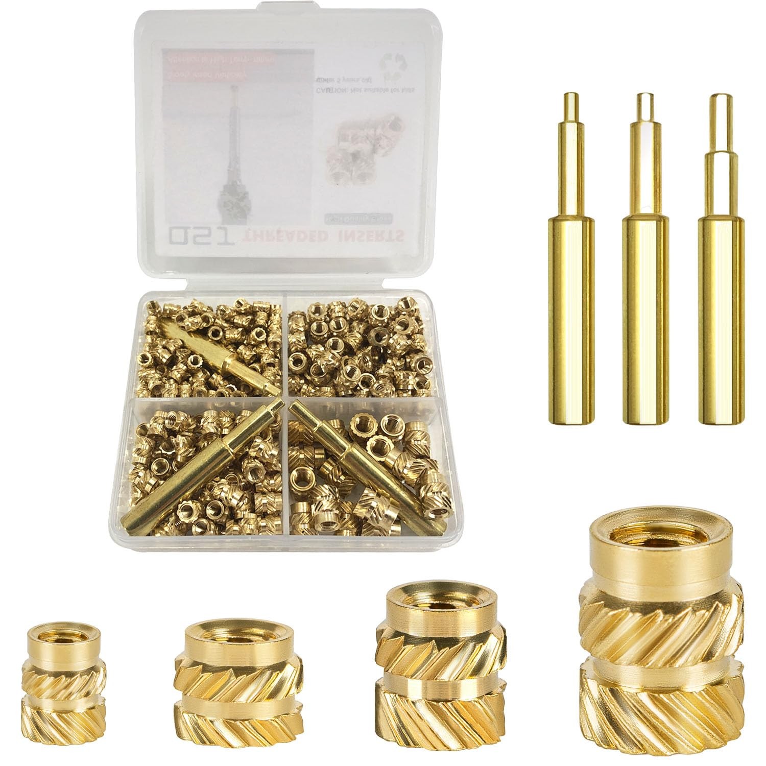 M2.5 M3 M4 Brass Threaded Inserts Bolt Set with Bolt for 3D Printed Plastic Part