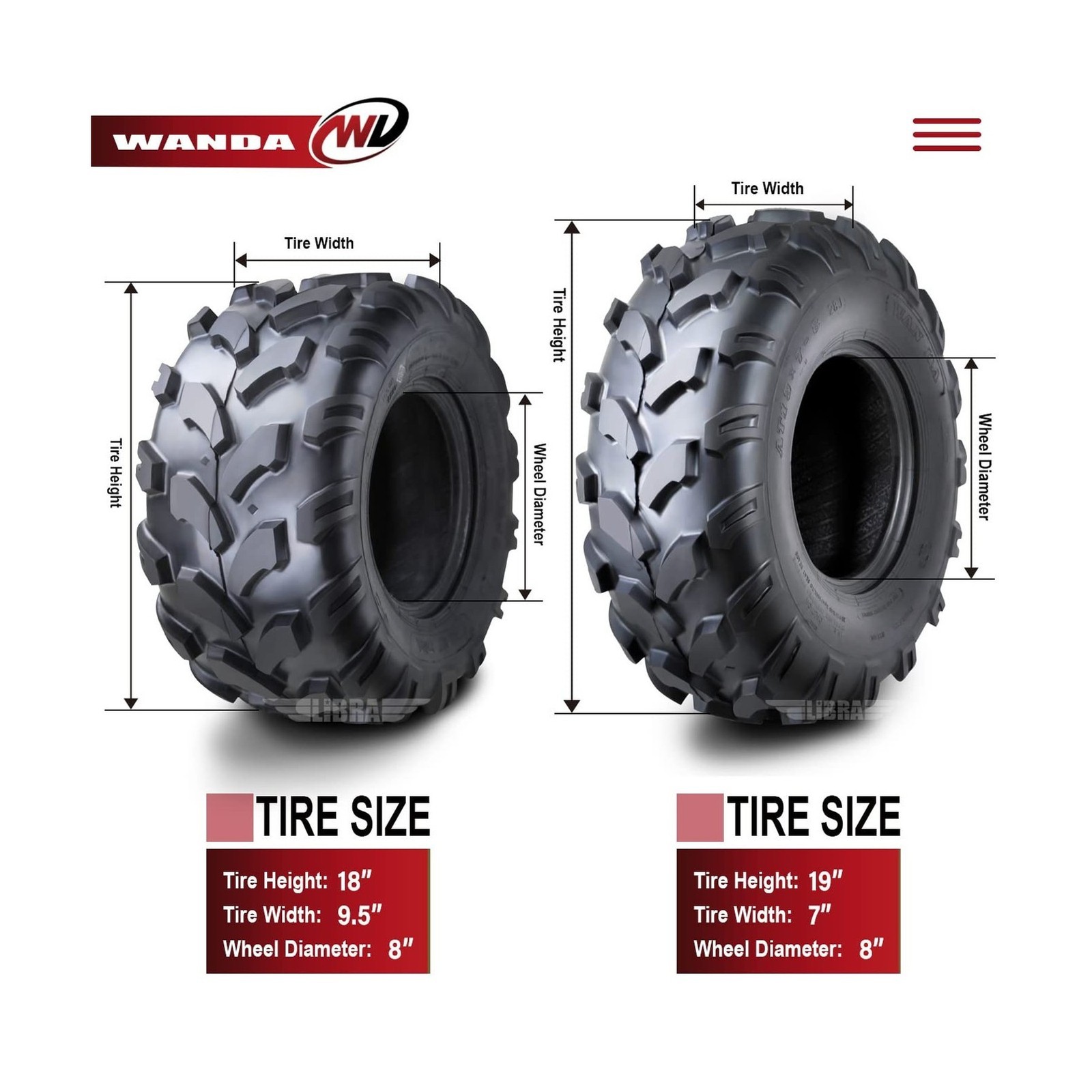 4 Sport ATV Tires – 19X7-8 & 18X9.5-8 – 4PR – Fit For ATV