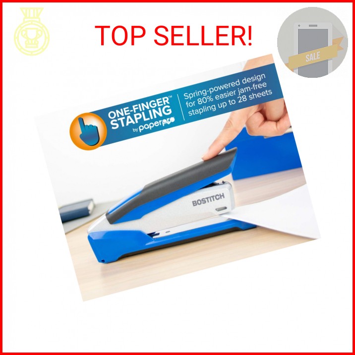 Bostitch Office InPower Spring-Powered Premium Desktop Stapler – One Finger, No