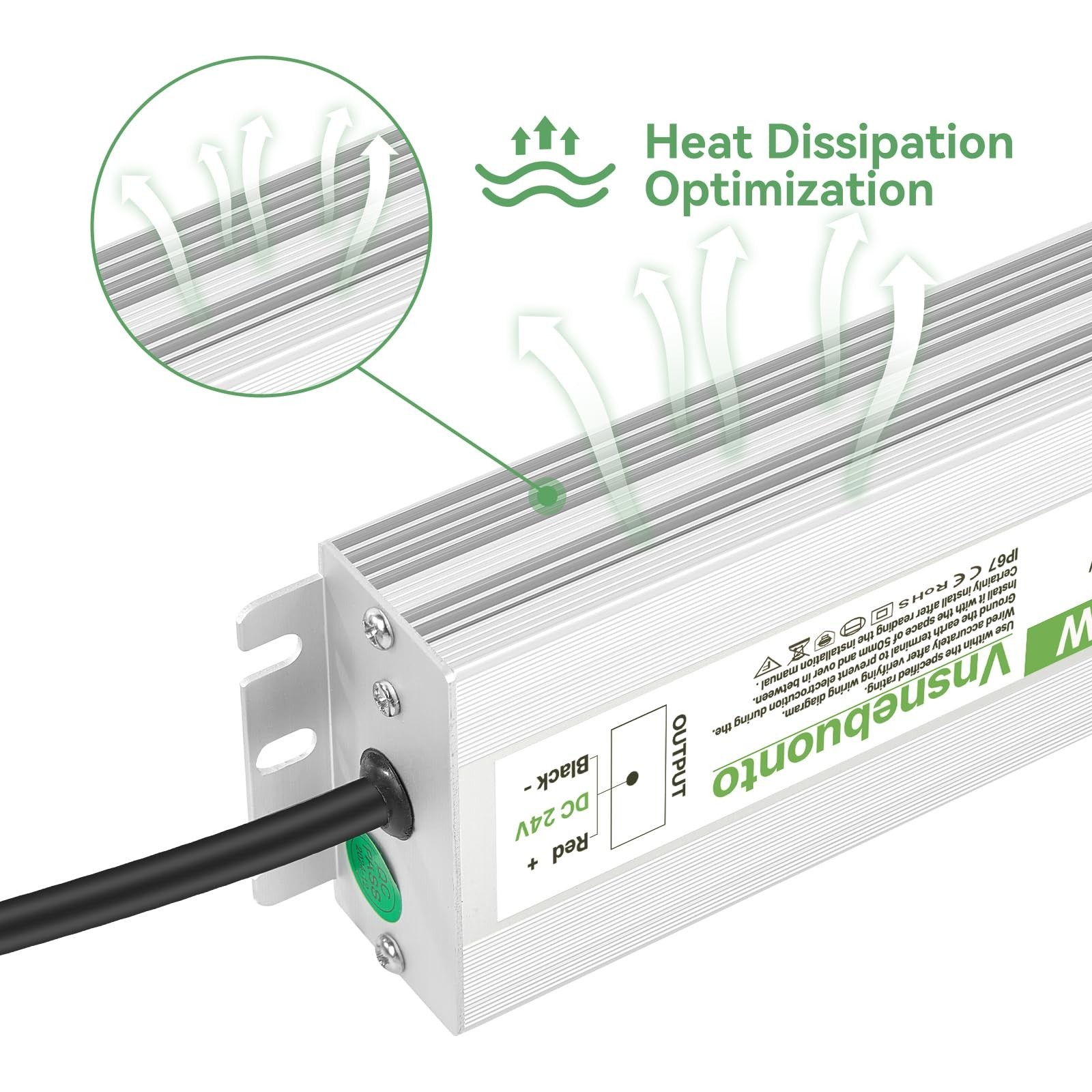 24V Power Supply 400W, 90-130V AC to 24V DC 16.7A Converter, IP67 Waterproof …