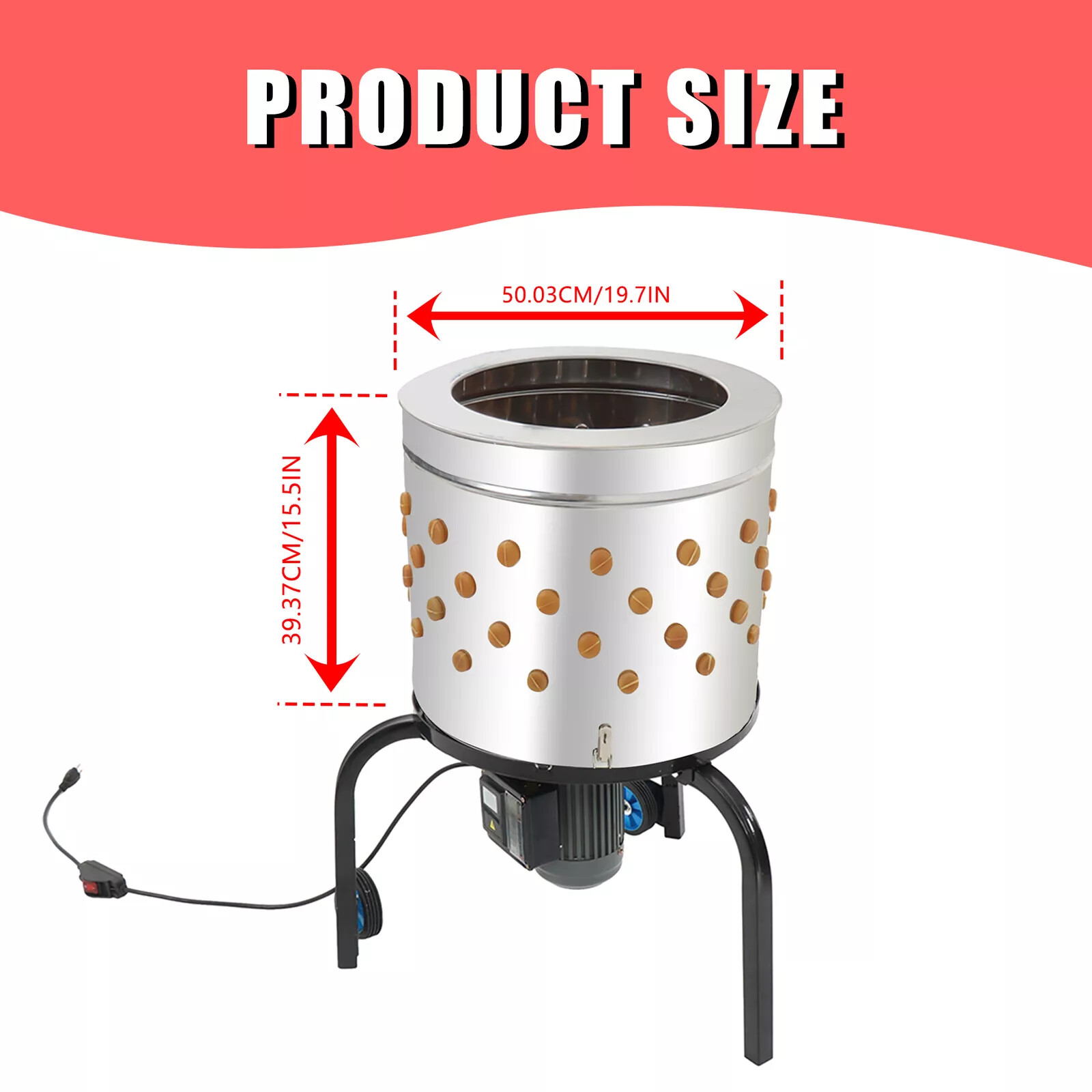 Chicken Plucker Machine Feather Plucker Stainless Steel Drum 280RPM Motor