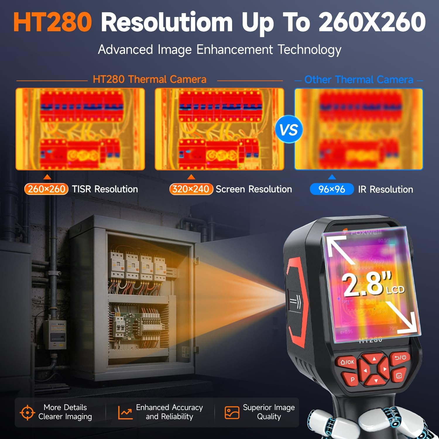 FOXWELL HT280 Thermal Imaging Camera Thermal Handheld Temp Alarm HVAC Electrical