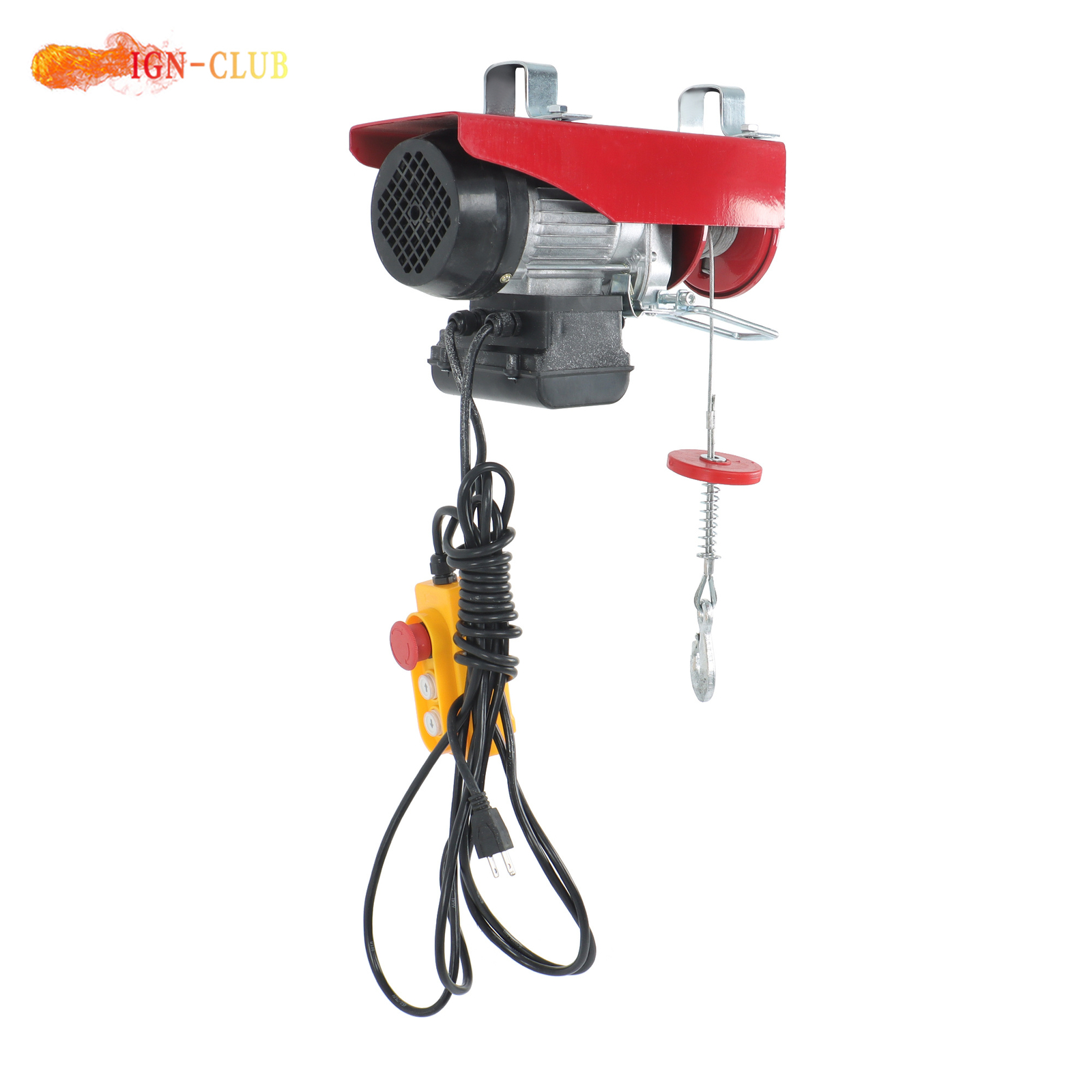 Industrial 110V Electric Winch 440LB Lifting Capacity 14FT Remote Garage Hoist