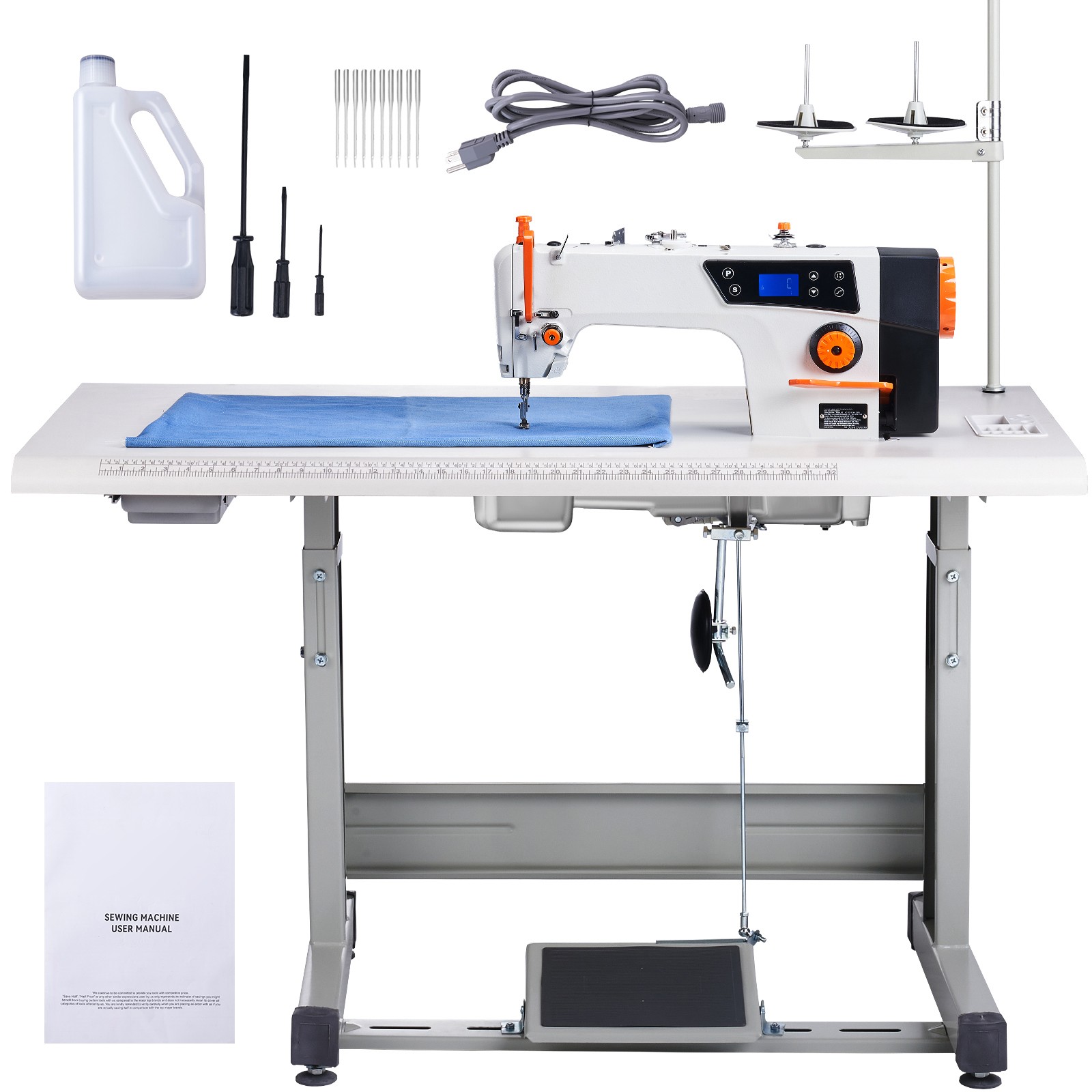 Uimoso Industrial Sewing Machine with 550W Servo Motor and Table Stand