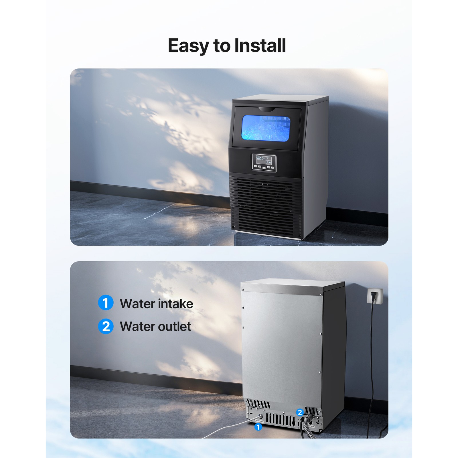 Uimoso Commercial Ice Maker 80lbs/24h with 12Lbs Storage for Bar and Restaurant