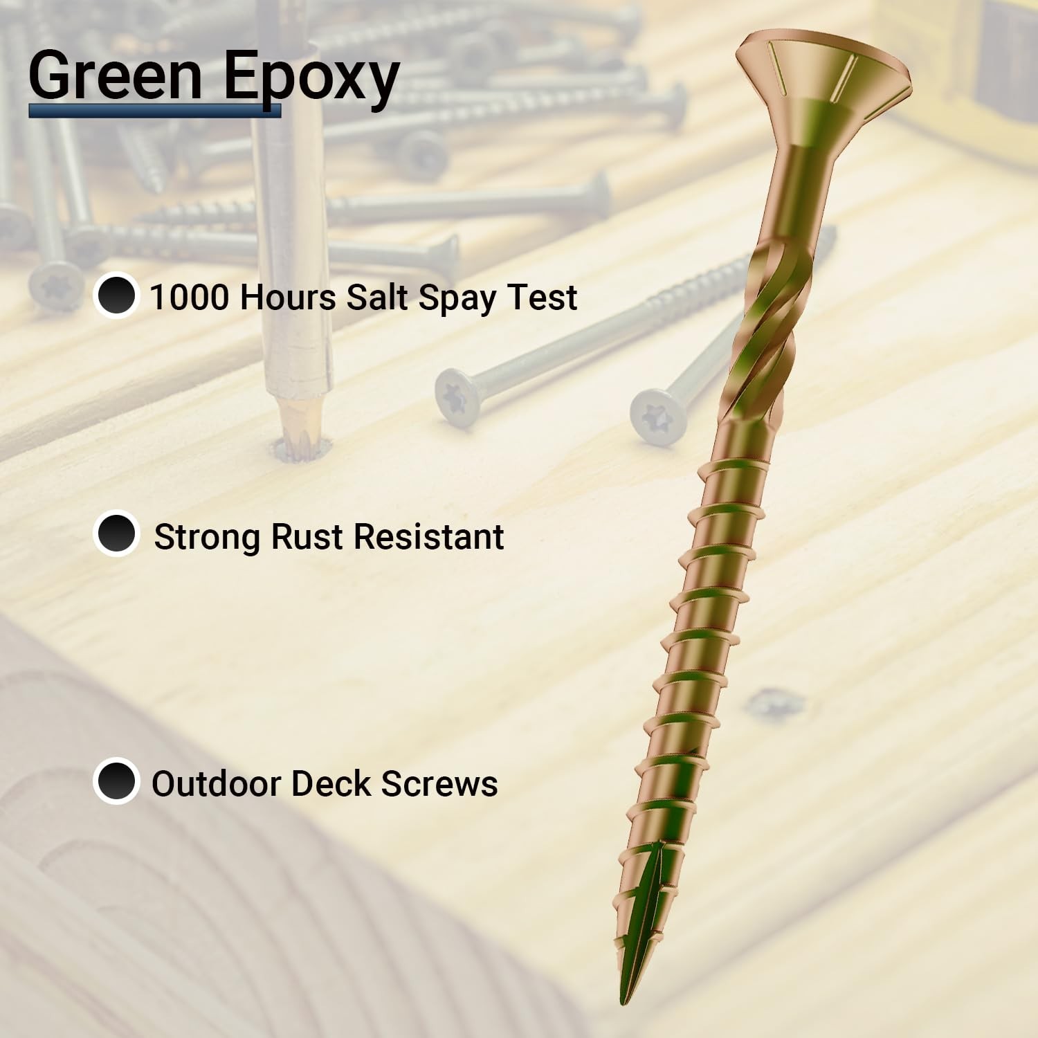 Deck Screws 3 Inch, #10 X 3, 5Lb, Rust Resistant, Brown Epoxy Coated