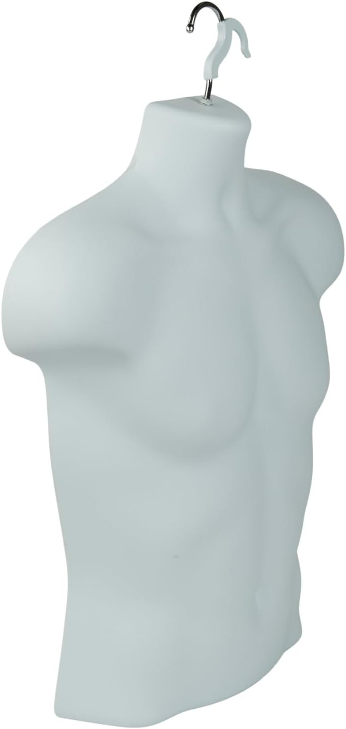 Lot of 3 Forms Molded Man’s Shirt Torso Fits S-L Hanging Male Mannequin White